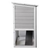 Wooden Rabbit Hutch with Pull Out Tray, Weatherproof 2-Tier Bunny Run Cage, Outdoor Animal Enclosure for Multiple Pets - Gray