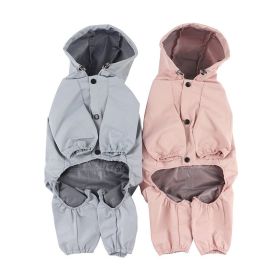 Pet dog clothing waterproof breathable reflective clothing small dog raincoat; Light reflecting strip (colour: Pink, size: l)