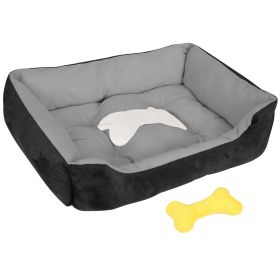 Pet Dog Bed Soft Warm Fleece Puppy Cat Bed Dog Cozy Nest Sofa Bed Cushion Mat S Size (Color: Black, size: s)