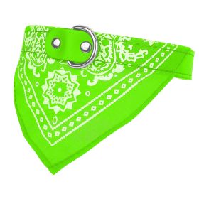 Adjustable Bandana Leather Pet Collar Triangle Scarf (Color: Green, size: m)